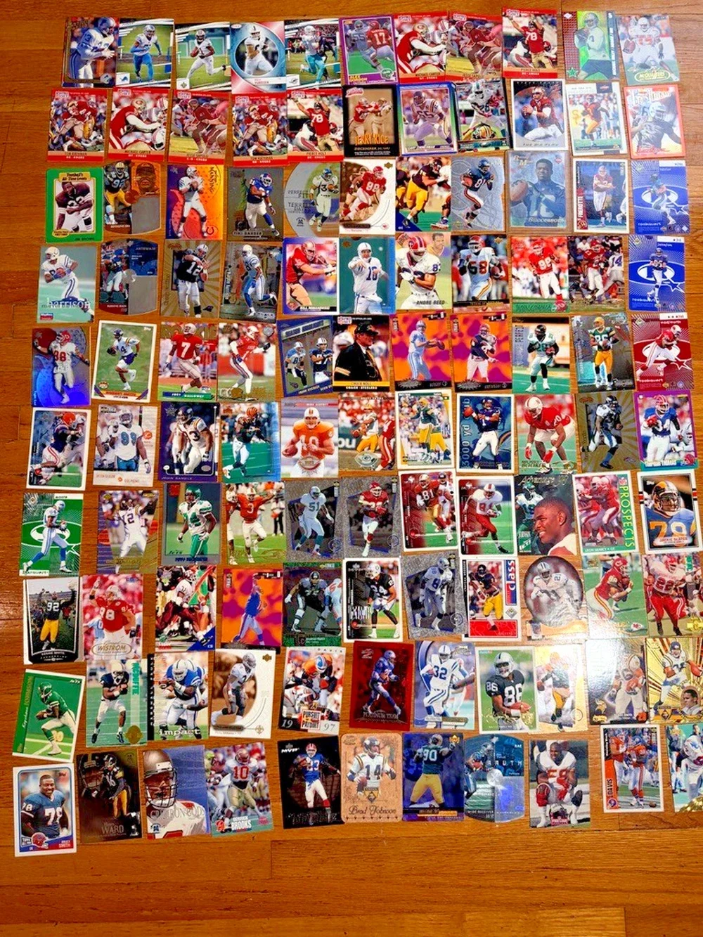 120+ NFL Football Card Lot 1990s–2000s Stars Rookies Inserts Jerry Rice Randy Mo